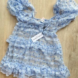 For Love and Lemon Harper Ruffle Slip Dress Brand New!